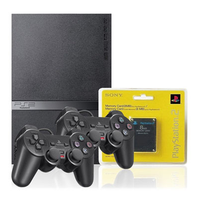 PlayStation 2 Slim Desbloqueado, 2 Controles DualShock Original, 1 Memory Card, 10 Jogos Grtis