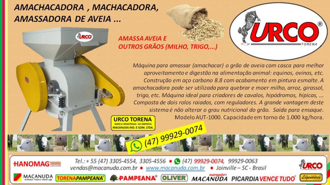 Achatador de Aveia Industrial Para Rao Marca Urco by MACANUDA