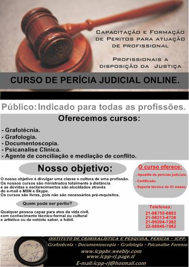 Curso de perito judicial e extrajudicial e curso de grafotecnia e documentoscopia