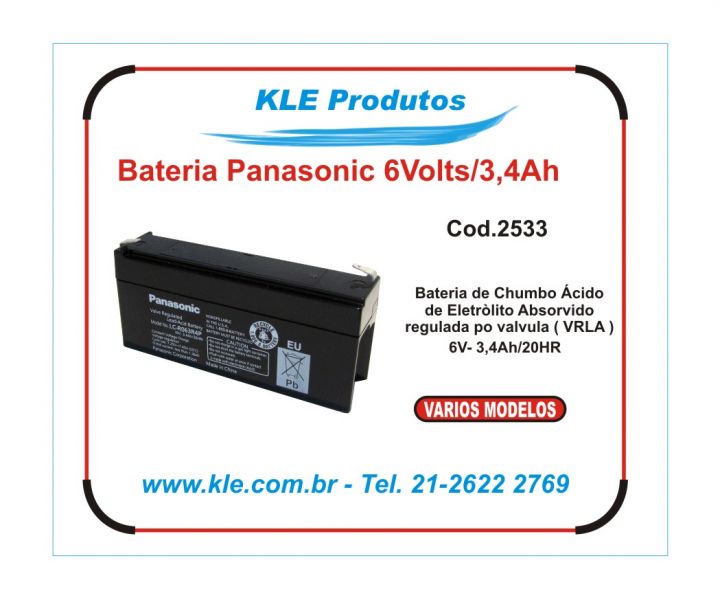 Bateria Recarregvel Panasonic 6V/3,4 Ah