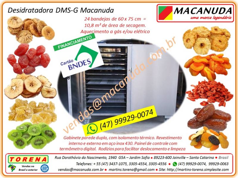 Mquina industrial de desidratar frutas marca Macanuda
