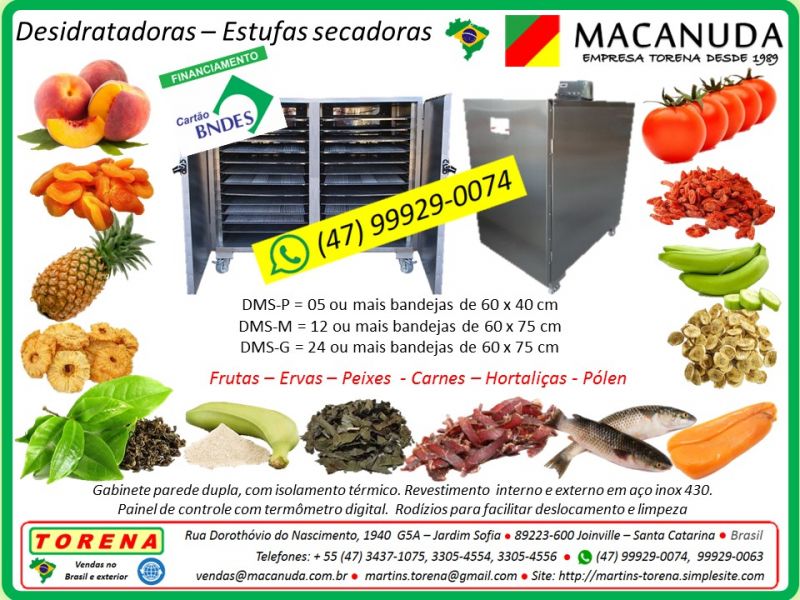 Equipamento industrial para secar alimentos marca Macanuda