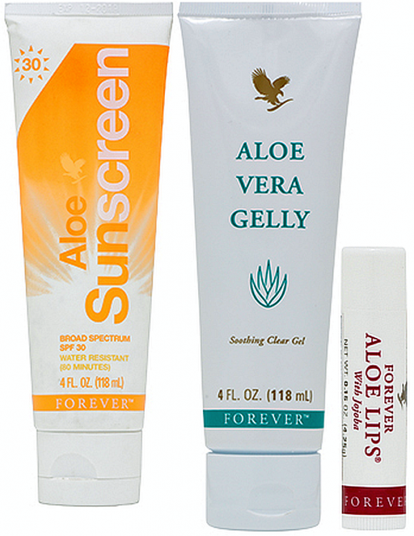 Kit Cuidados Da Pele: Sunscreen, Aloe Vera Gelly E Aloe Lips