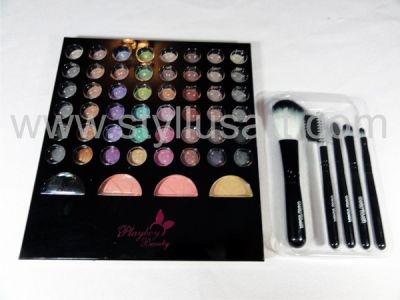  Frete Grtis - Estojo de Maquiagem Playboy 48 cores e 3 cores de Blush + Kit de pincis Aplicadores