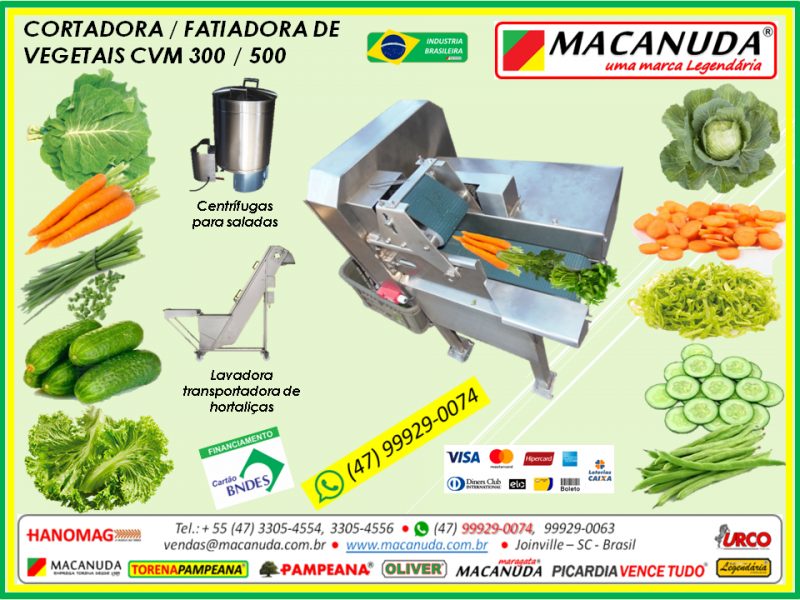 Mquina Industrial de Cortar Couve, Repolho, Abobrinha Verde MACANUDA