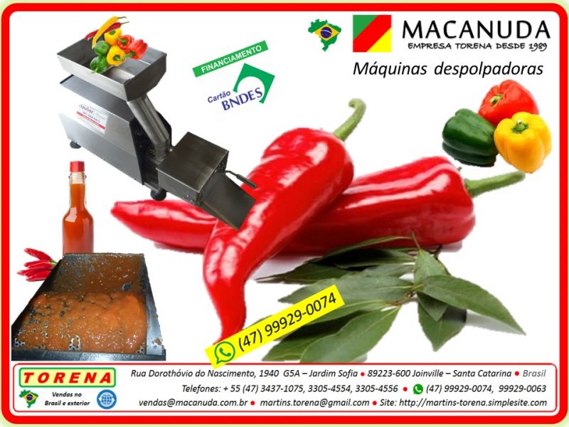 Fabricar polpa de pimentas, Despolpadoras marca Macanuda