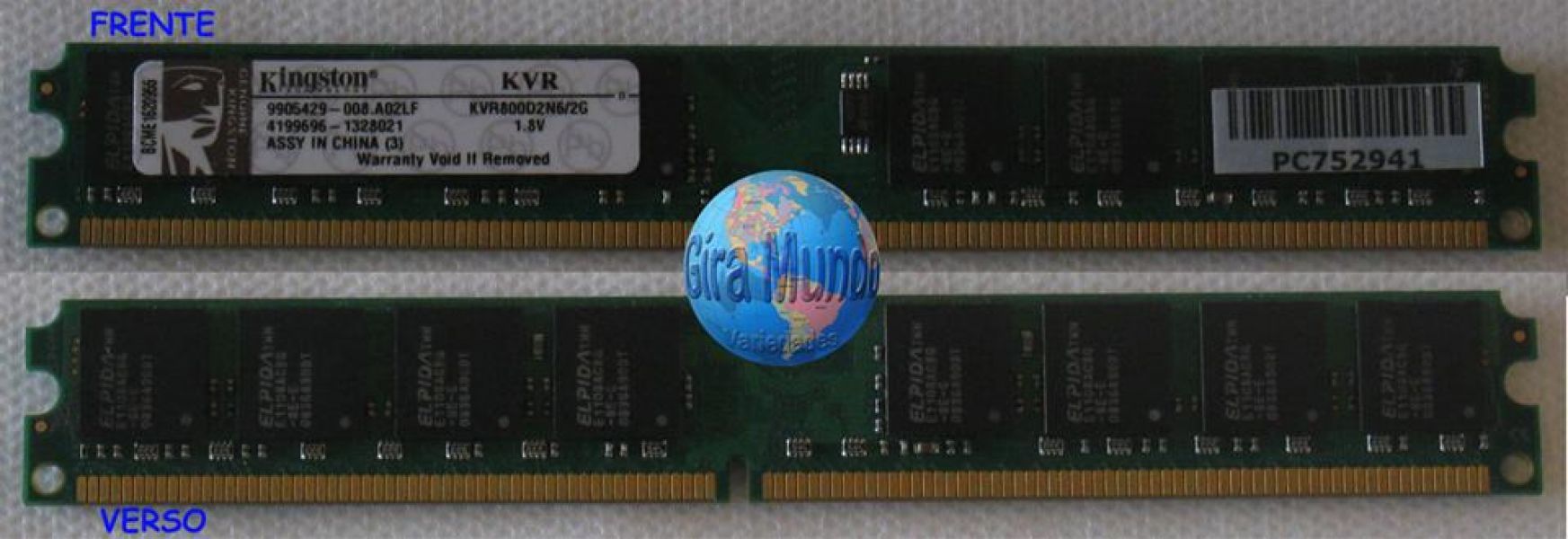 Memria Kingston DDR2 2GB 800mhz