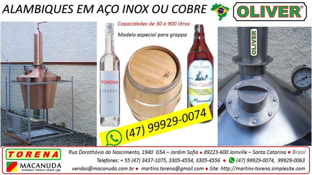 Fbrica brasileira de alambiques em ao inox Oliver, uma marca Macanuda