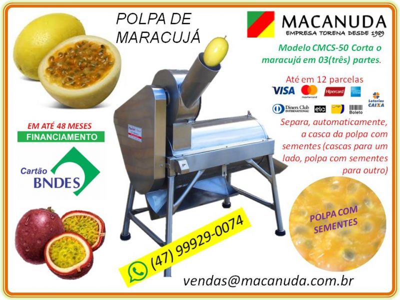 Maracuj roxo do Brasil, mquinas para polpa marca Macanuda
