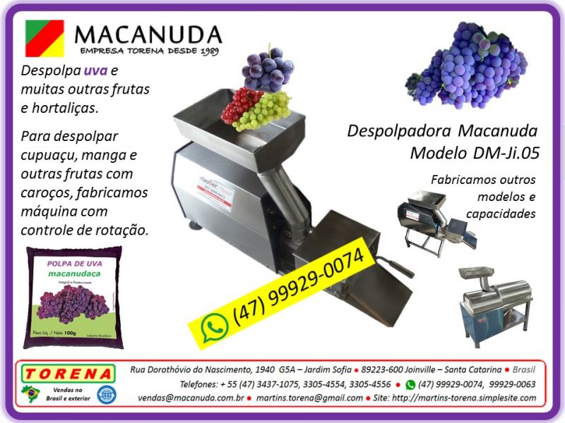 Despolpadeira de Uva e outras frutas, marca Macanuda