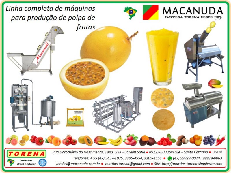 Maquinrio Profissional para fabricao de polpa de frutas, marca Macanuda
