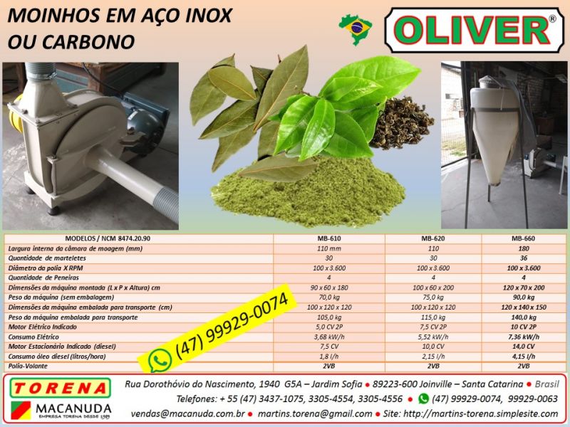 Fazer p de ervas medicinais equipamentos marca Oliver, qualidade Macanuda