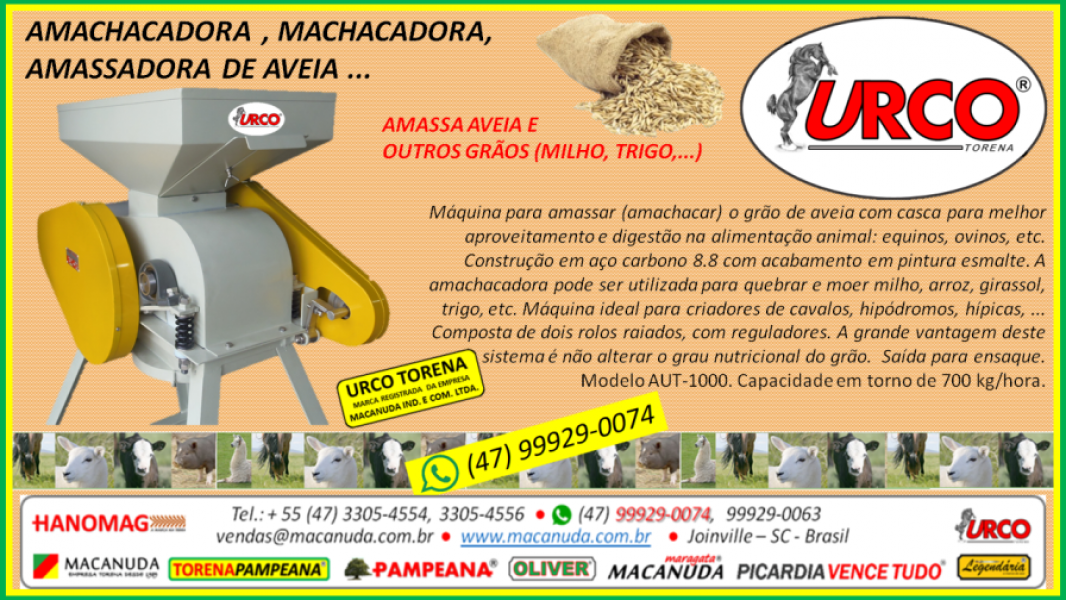 Machacador / Amassador de AVEIA e Milho URCO BY MACANUDA