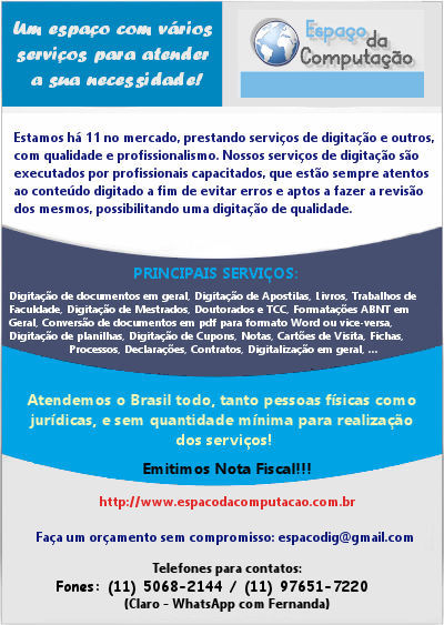 Serviços de digitação e digitalização em São Paulo com atendimento para o Brasil todo