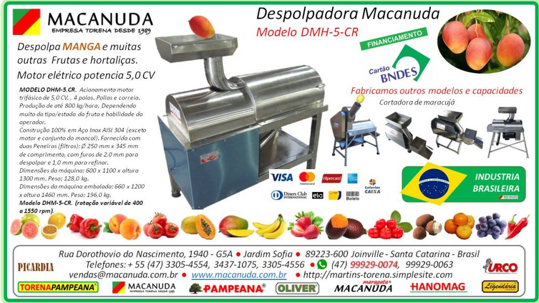 Máquinas para polpa de maracujá em Pernambuco Marca Macanuda