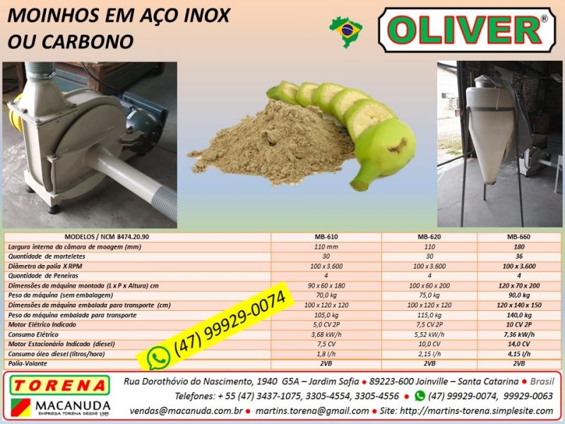 Produção de farinha de banana verde máquinas Oliver