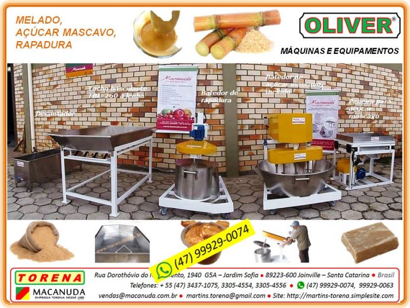 Fabricação de melado e açúcar mascavo, equipamentos marca Oliver