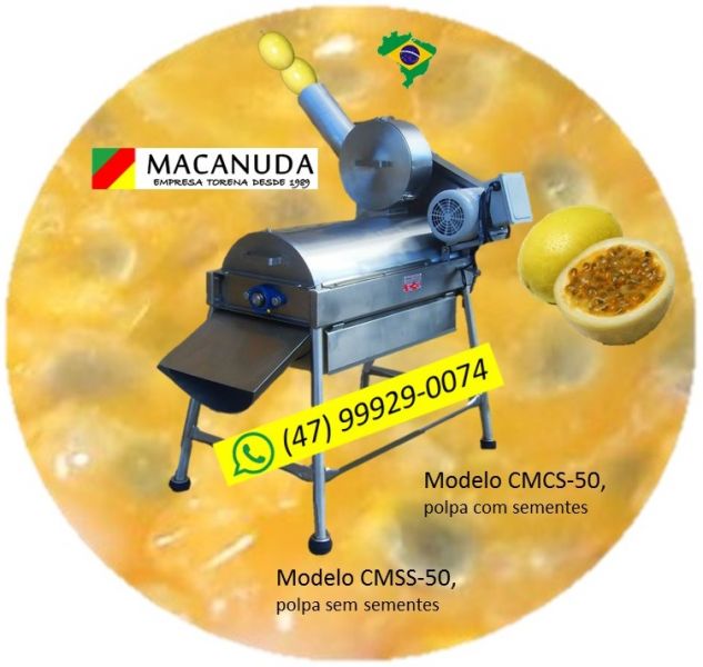 Máquina industrial para cortar maracujá marca Macanuda