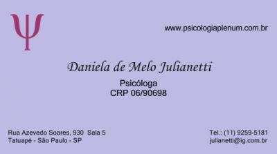 Daniela Julianetti - Psicloga - Consultrio de Psicologia no Tatuap 