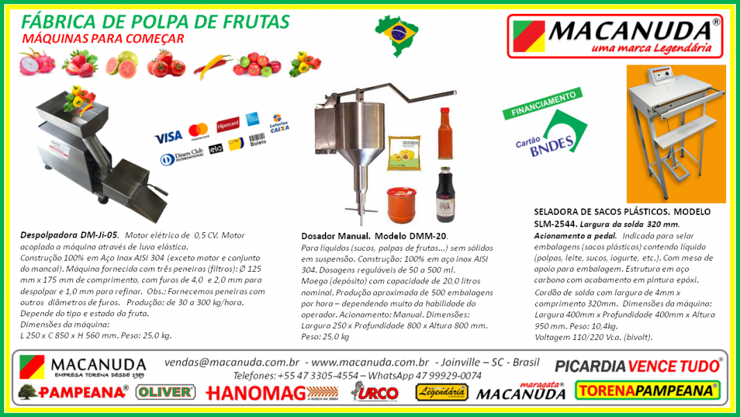 Indústria de Polpa de Maracujá Máquinas Macanuda