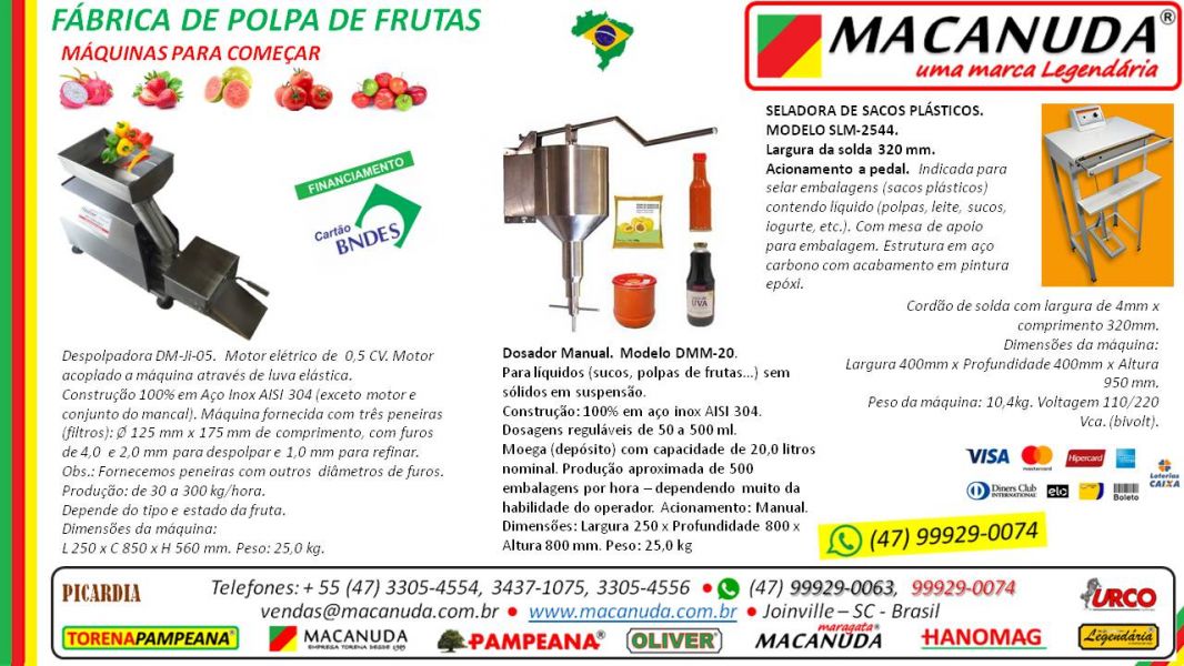 Começar Negócio de Polpa de Frutas Máquinas Macanuda