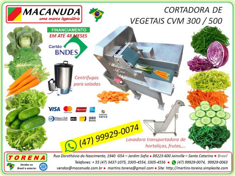 Máquina industrial marca Macanuda para cortar hortaliças