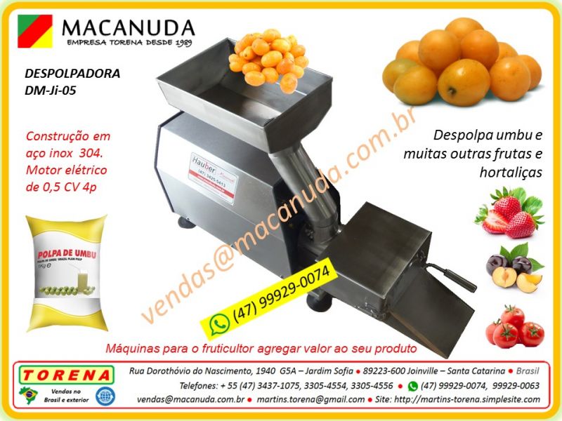 Frutas do cerrado máquinas para despolpar Macanuda