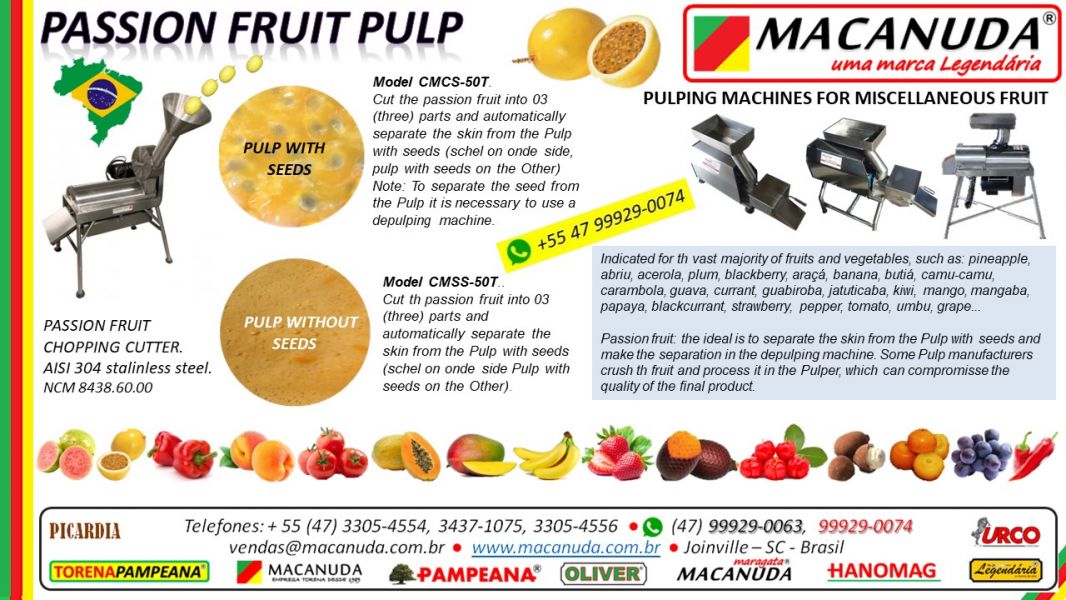 Passion Fruit Peelers Remove Seed Juice Processing Machine Trademark Macanuda