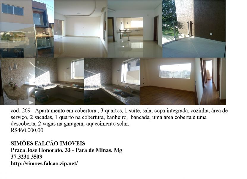 Apartamento 3 quartos, cobertura, são Jose , Para de Minas, MG 