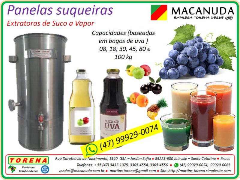 Extratora de suco de uva em aço inox marca Macanuda