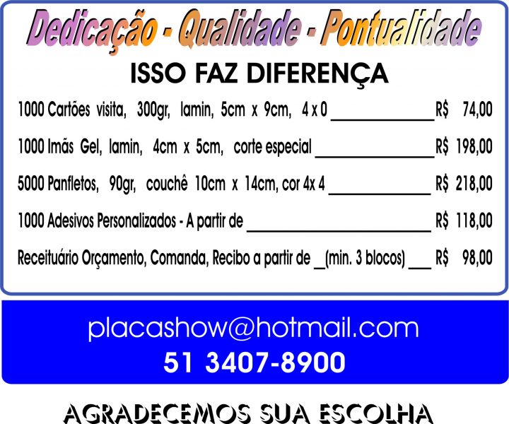 Grfica em Porto Alegre - Cartes de visita, folders, blocos