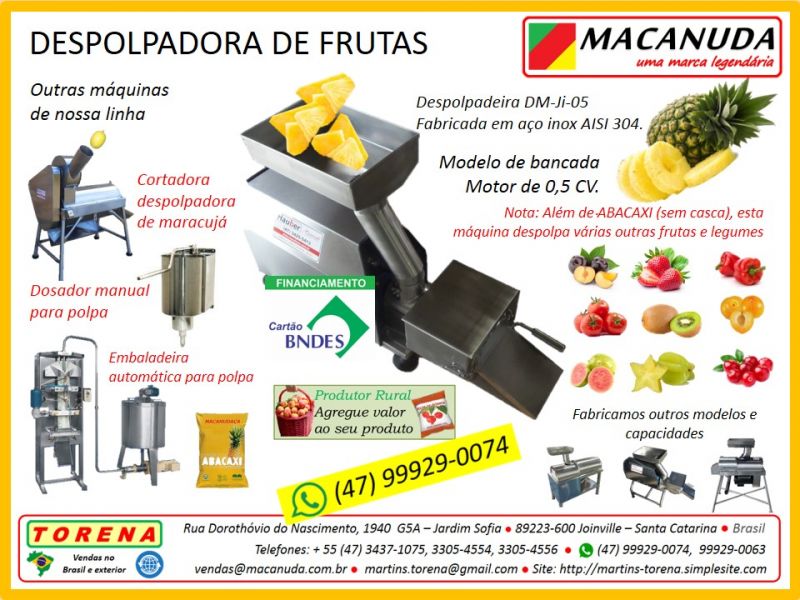 Abacaxi, máquina despolpadora marca Macanuda