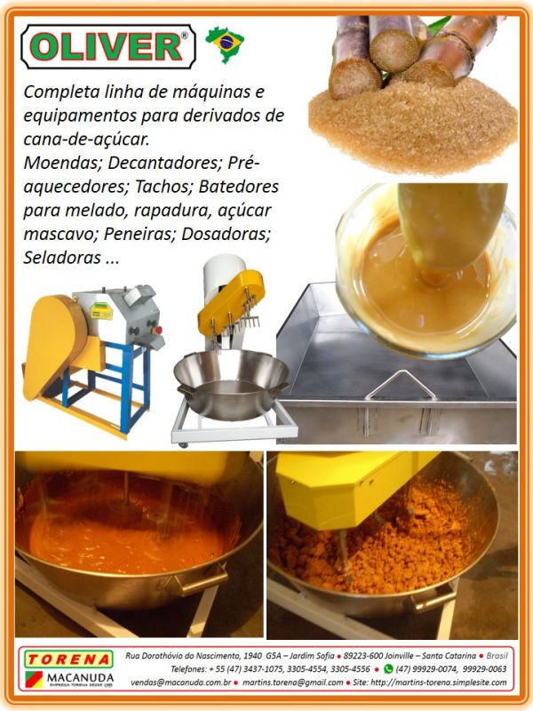 Máquinas Industriais OLIVER para Fabricar Açúcar Mascavo qualidade Macanuda