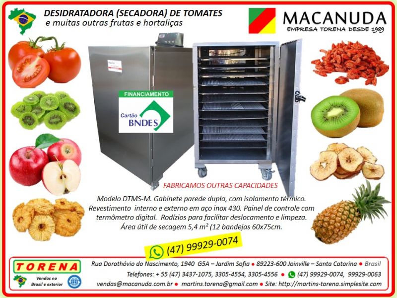 Secar tomates, máquinas desidratadoras profissionais Macanuda