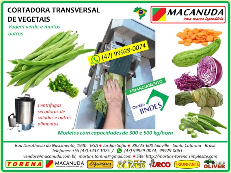 Cortador de feijão verde industrial marca Macanuda