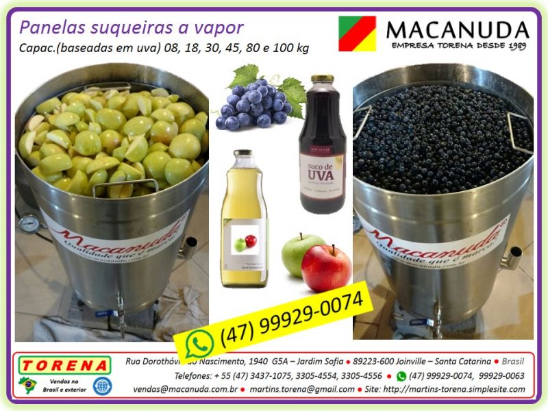Extratora de suco a vapor pra 30 kg de uva, marca Macanuda