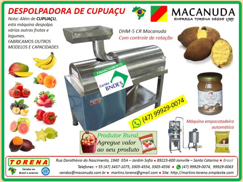 Despolpar Cupuaçu, Máquinas industriais marca Macanuda