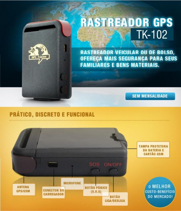 Rastreador Veicular Gps/sms/gprs Tk102b Coban