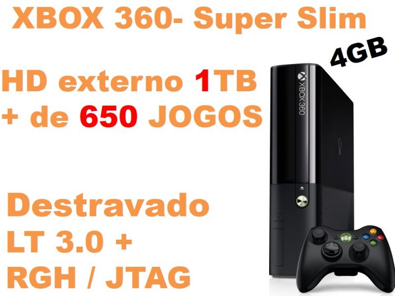 Xbox 360 DESTRAVADO com 2 controle HD 1TB COM 650 JOGOS E 20000