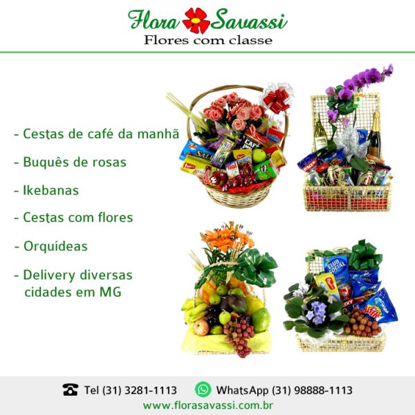 Floricultura BH, flores e cesta de caf para bairro So Joo Batista, Planalto, Xangril, Serrano BH