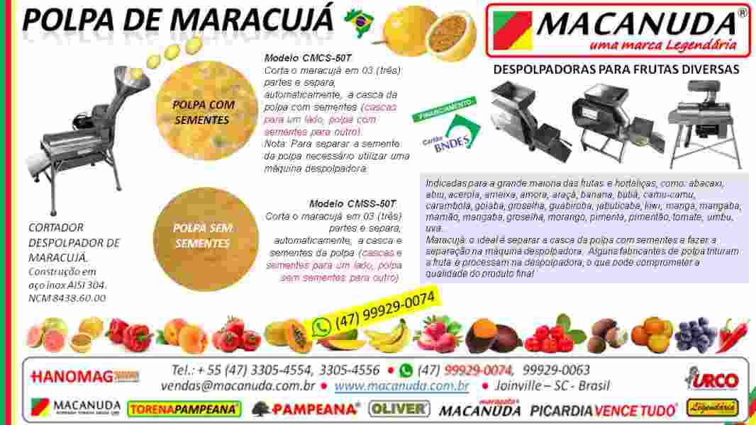 Produção de Maracujá em Jacinto Machado, Despolpadoras Torena Macanuda