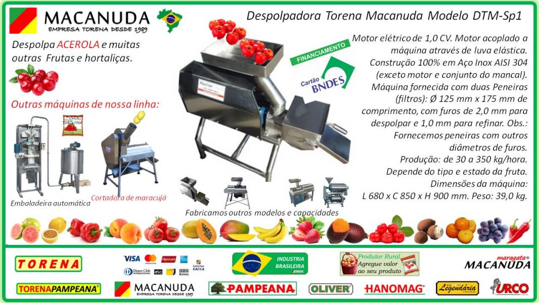 Despolpadora de frutas compacta marca Macanuda
