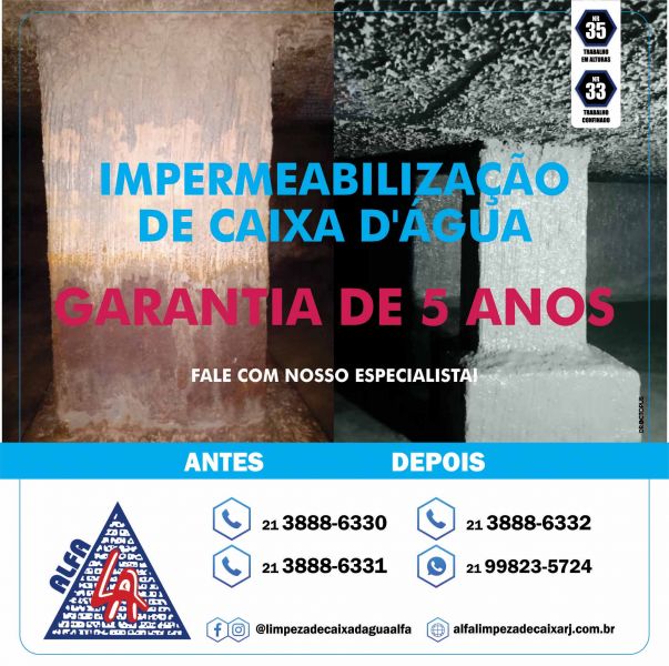 Impermeabilização para caixas de água e/ou cisternas no Rio