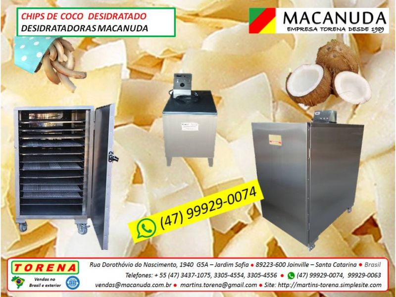 Desidratadora Industrial de Tiras (chips) de coco, marca Macanuda